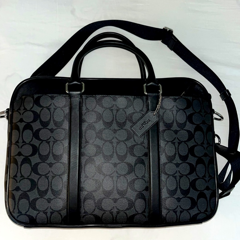 Coach Perry Slim Brief In Signature Canvas with leather - Picture 2 of 3